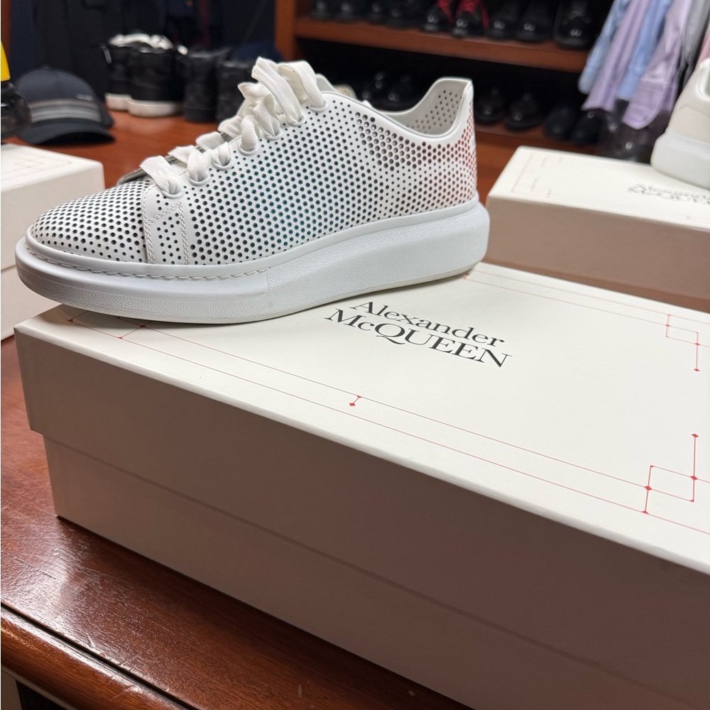 Alexander McQueen White Perforated Lace-Up Sneakers